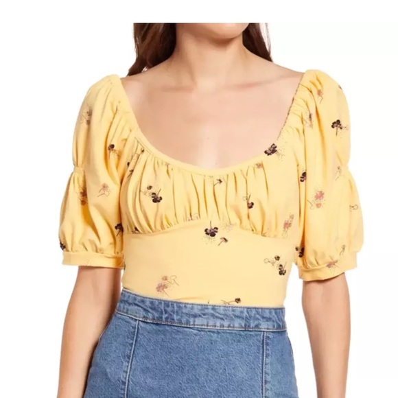 NWOT -Free People Women's Play Date Bodysuit Buttercup Retail $58 - Picture 3 of 8